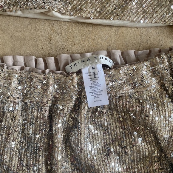 Trina Turk- sparkler 2 sequin pants and one shoulder top- never worn, NEW YEARS! - Picture 4 of 4